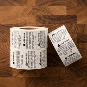 Etiqueta de advertencia universal para bolsas de plástico, 50x30 mm, 800 rollos, pegatinas adhesivas de advertencia de seguridad - Product Image 2