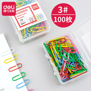 Deli Colorful Paper Clips 3# 100 Pieces Metal Office Supplies For Organizing Documents - Product Image 1