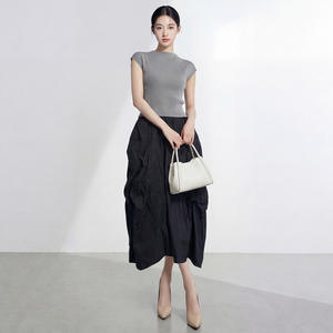 PY 2026 Novedades Vestido Midi de Contraste de Moda para Mujer, Conjunto Plisado Fruncido Holgado Informal, Ropa de Tallas Grandes al por Mayor - Product Image 2