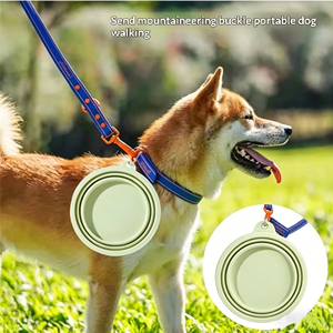 Portable Collapsible <b>Silicone</b> Pet Bowl Travel Outdoor Dog Water Bowl Foldable Cat Food Feeder with Carabiner - Product Image 3