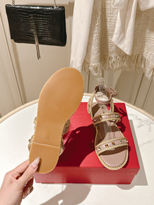 Studded Braided Ankle Strap Flat <b>Sandals</b> with Adjustable Buckle Breathable Anti-Slippery Summer Outdoor Valen - Product Image 6