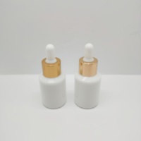 Flacon compte-gouttes en verre de haute qualité pour cosmétiques, 30 ml, blanc opale, flacon d'huile essentielle en verre incliné avec compte-gouttes en aluminium doré