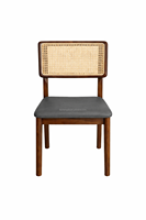 Chaise de salle à manger en bois au dossier canné, style moderne et élégant, ergonomique, siège rembourré, écologique, pour salle à manger et bureau à domicile