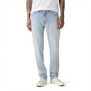 Fashion Streetwear Slim Fit Non-Ripped <b>Mens</b> Straight-leg Jeans Denim Distressed Light Wash Mid Rise Casual <b>Stretch</b> Jeans - Product Image 3