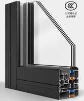 Ventana de vidrio corrediza de aleación de aluminio panorámica moderna con marco negro y diseño de eficiencia energética para Vista de balcón