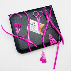 Juego de herramientas de alicates de extensión de cabello multifuncional de acero inoxidable al por mayor de alta calidad de color rosa fuerte - Product Image 3