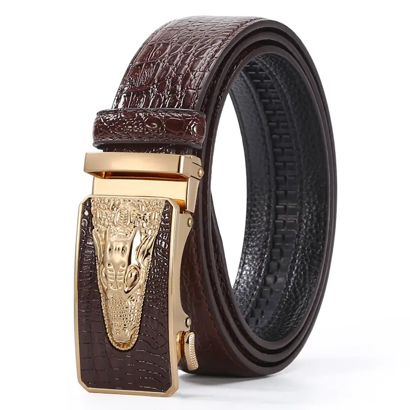 ZD112 High Quality Men Buckle Belt Genuine Cow Leather Belt for Men Luxury Crocodile Pattern Belts