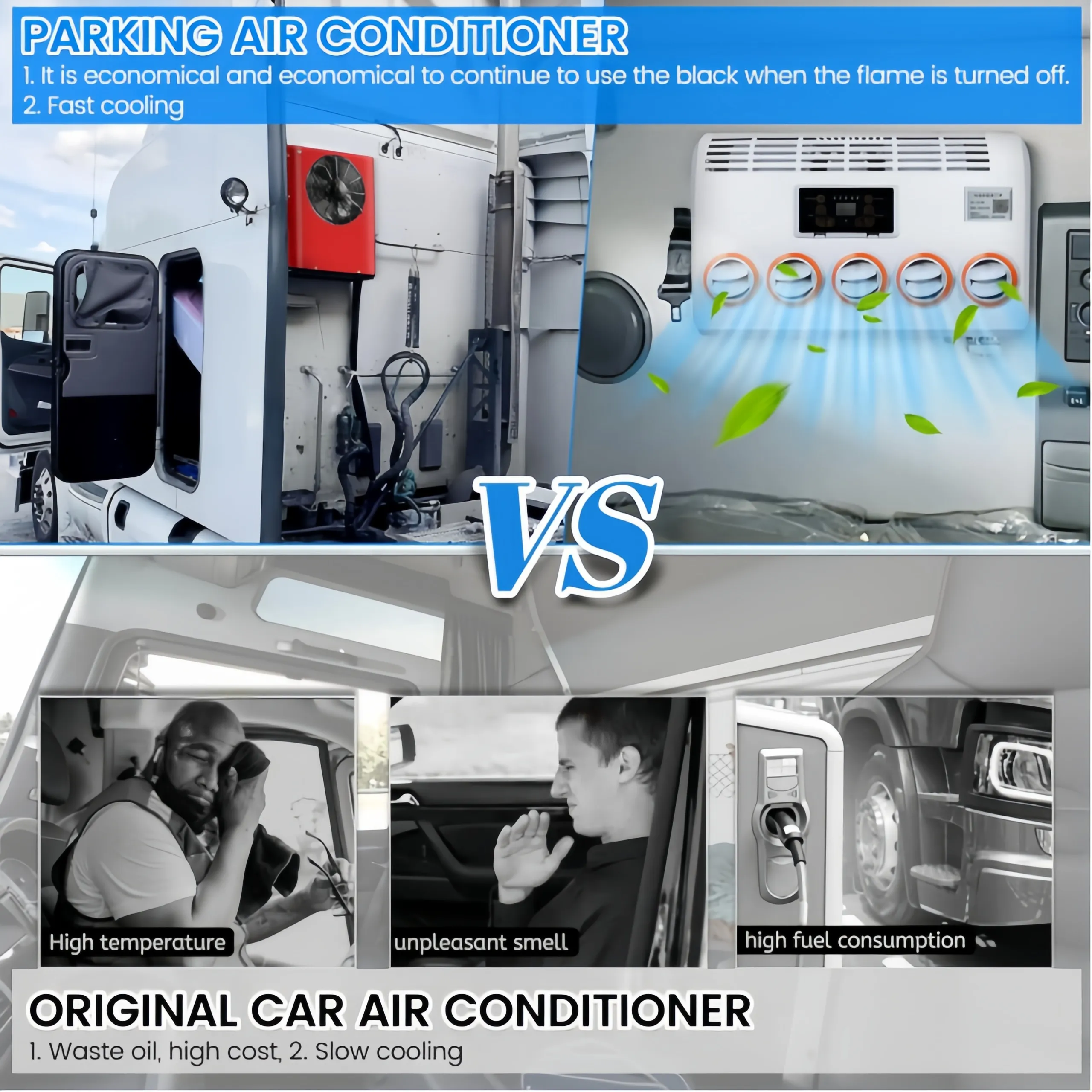 Rgfrost Full Dc Inverter Elektrische Airconditioner Voor Parking Trucks 12/24V Overhead Split Voor Auto-Accu 'S