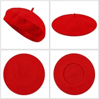 Boina de color sólido ACE para mujer, gorro francés de lana 100%, boina roja personalizada, boina para hombre