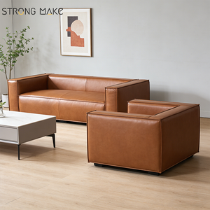 Muebles de Salón, Sofá Chesterfield Clásico de 3 Plazas en Tela y Cuero Sintético para el Hogar - Product Image 3