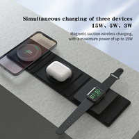 Nouveaux produits 2024 Chargeur sans fil pliable 15W rapide 3 en 1 Station de charge magnétique de voyage Double chargeur sans fil 15W
