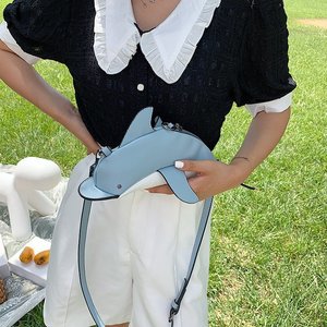 Sac à main en PU décontracté élégant pour femmes avec forme de dauphin mignon sac à main personnalisé drôle avec fermeture à glissière motif de bonbons sac Ita - Product Image 4