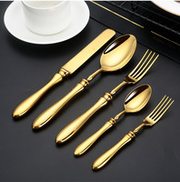 Ensemble de Couverts de Luxe Rétro en Acier Inoxydable 304 Forgé Brillant de Haute Qualité avec Manche en Gourde, Poli Miroir