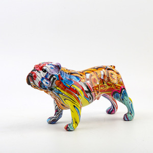 Decorazioni per la casa ornamenti per <span class=keywords><strong>animali</strong></span> artefatti colorati statue per cani resina Bulldog francese figurine scultura - Product Image 3