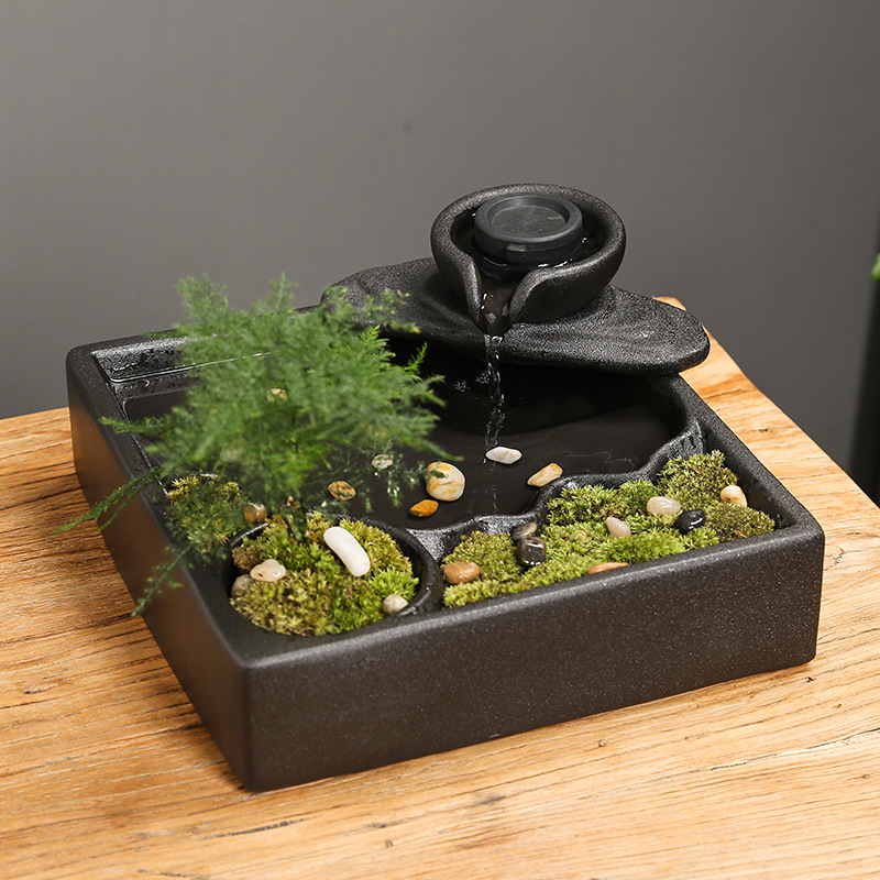 風水黒陶噴水陶器卓上滝噴水水槽魚タンクペット用猫噴水| Alibaba.com