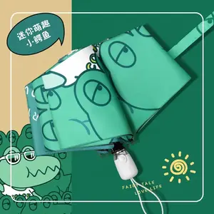 ブルーダック漫画動物パラソルアンチUVブラックグルーポケットカプセル傘ポータブルミニフォールド自動キッズ傘ケース付き - Product Image 3