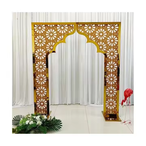 Exquisite Ramadan Carving Wedding Metal Arch <b>Stand</b> Mirror Gold <b>Backdrop</b> Frame Sets for Ramadan Festival Event Decor - Product Image 2