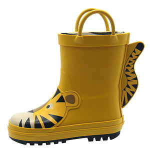 Bottes <span class=keywords><strong>de</strong></span> <span class=keywords><strong>pluie</strong></span> en caoutchouc pour enfants YL282, imprimées tigre <span class=keywords><strong>jaune</strong></span>, antidérapantes, imperméables, avec poignées - Product Image 2