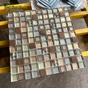 Vintage Retro Glass Mosaic Wall Tiles Modern Design Copper Trim for Bath Kitchen <strong>Background</strong> Facade Covering Elevation Accent - Product Image 1