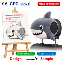 Fabricant de jouets en peluche personnalisés, couvre-haut-parleur en forme de tête de requin, accessoire audio pour voiture avec maille de transmission sonore