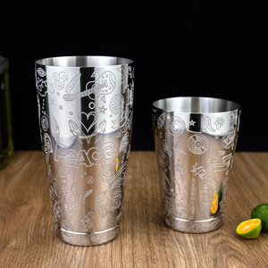 Coctelera Boston de Acero Inoxidable 304 de 850/550 ml con Logotipo Personalizado Grabado con Temática de Paz, Herramienta para Mezclar y Agitar Cócteles Martini - Product Image 6