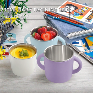 Vaso de Entrenamiento Infantil de Acero Inoxidable 304 de 230 ml con Asa para Bebés y Niños Pequeños, Estilo Americano para el Regreso a Clases - Product Image 2