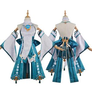 Ecowalson <span class=keywords><strong>Yae</strong></span> <span class=keywords><strong>Miko</strong></span> <span class=keywords><strong>Cosplay</strong></span> <span class=keywords><strong>Genshin</strong></span> <span class=keywords><strong>Impact</strong></span> disfraz vestido turquesa disfraces de Halloween para mujeres nueva peluca vestido traje de fiesta - Product Image 6