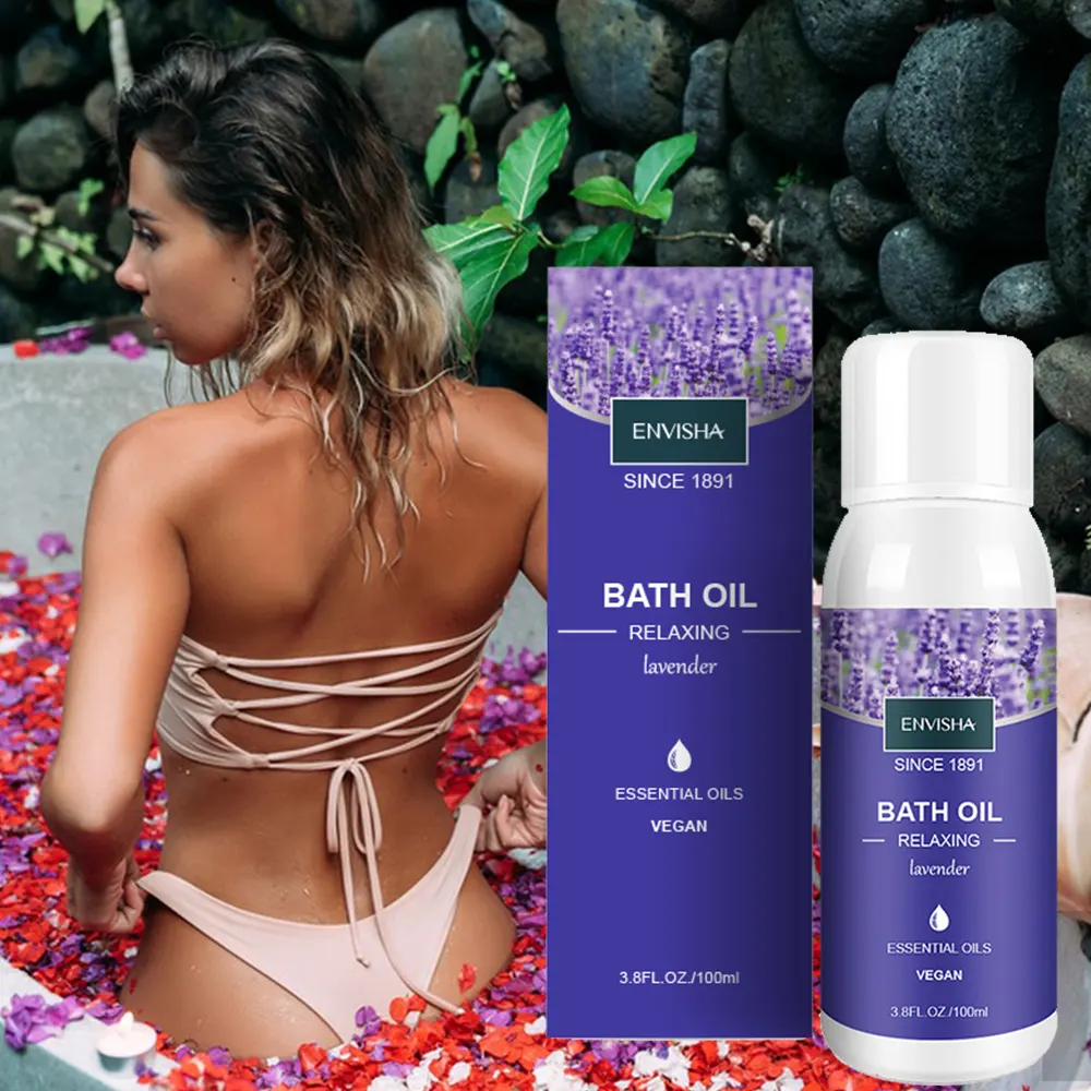 Commercio all'ingrosso Vegan lavanda doccia olio da bagno pulizia profonda lavaggio del corpo lisciante organico schiarente cura della pelle messaggio olio