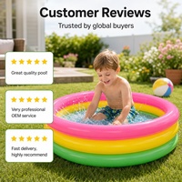 Rosa Regenbogen Aufblasbarer Baby-Schwimmpool PVC Kinder-Planschbecken Runde Tragbare Outdoor-Badewanne 34x10 Zoll <100kg Tragkraft