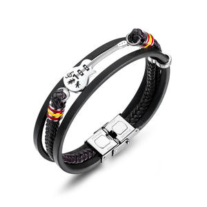 Braccialetto in pelle da uomo Punk bracciale <span class=keywords><strong>chitarra</strong></span> da uomo bracciale intrecciato multistrato <span class=keywords><strong>corda</strong></span> in pelle per fidanzato - Product Image 5