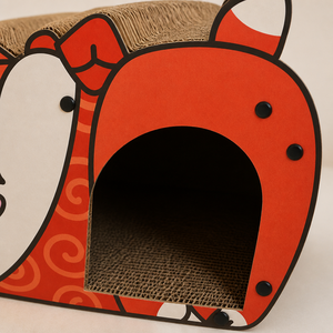 Casa Rascadora para Gatos en Forma de Zorro YAOYUE, Nido Rascador de Cartón Corrugado con Entrada Arqueada, 50x35x27 cm - Product Image 5
