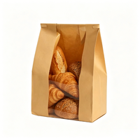 Sachet Doypack en Papier Kraft avec Fenêtre et Fermeture à Lanière, Anti-graisse, pour Biscuits, Pâtisseries et Snacks, Vente au Détail et en Gros