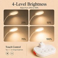 Nouvelle lampe de bureau LED intelligente avec veilleuse rouge, contrôle tactile, intensité réglable en continu, lampe de table pour chambre/bureau/stude.