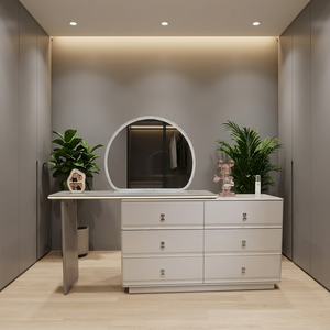Modern Makeup <b>Vanity</b> <b>Table</b> with Lighted <b>Mirror</b> and Storage Drawers for Bedroom Furniture - Product Image 4