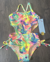 Fabricants de maillots de bain Kids Texture personnalisés en gros Toddler Girls Maillot de bain anti-UV à volants Maillot de bain une pièce avec nœud papillon