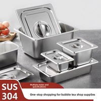 Bac Gastronorm GN en Acier Inoxydable 304 avec Couvercle pour Hôtels, Buffets, Traiteurs, Bain-Marie et Plats Chauds
