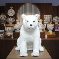 Statue d'ours polaire grandeur nature personnalisable, sculptée à la main en fourrure artificielle, décoration pour exposition, accessoires animaliers réalistes.