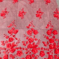 Tela de encaje de tul bordado con flores 3D de gasa rosa al por mayor, ideal para bodas - ¡Gran oferta!