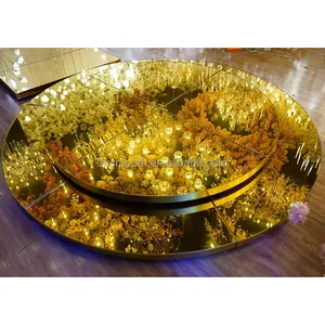 Gold mirrored round circle aluminum wedding stage platform