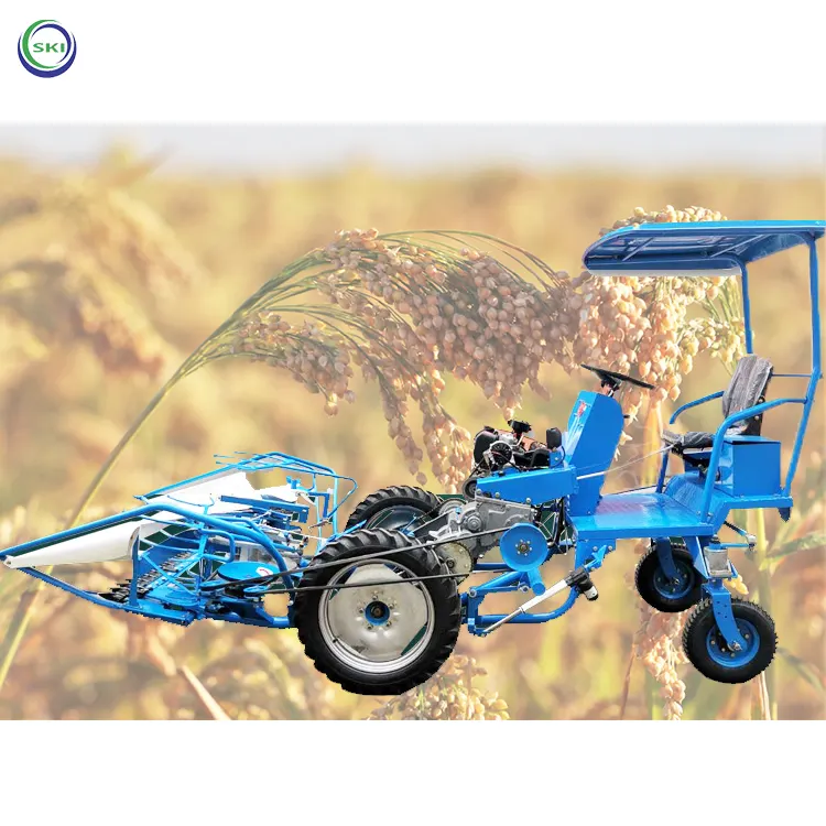 Trator ambulante automático da colheitadeira de trigo com encadernação de arroz Mini Combine Paddy Rice Harvester Machine Na Índia