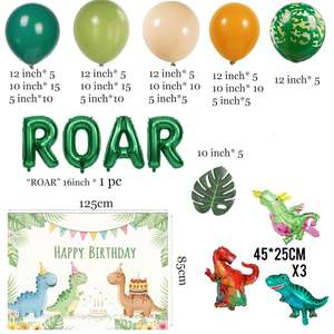 <span class=keywords><strong>Arche</strong></span> de ballons vert sauge et marron, ballons en aluminium, toile de fond, feuilles de palmier pour fête d'anniversaire sur le thème de la jungle, du safari, du rugissement des dinosaures pour enfants - Product Image 2