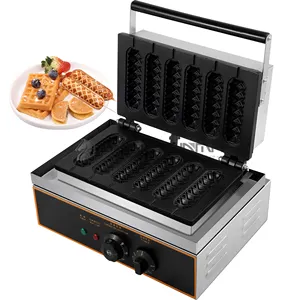 Großhandel 1550 W Antihaft-Sechs-Gitter-Krispiger Waffelstäbchen-Herstellungsmaschine elektrisch gewerbe Con Hot Dog Waffelstäbchen-Hersteller