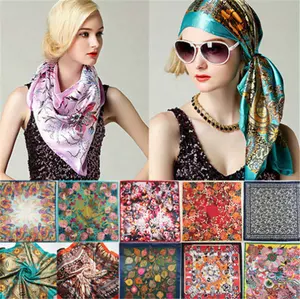 Latest classic design hot selling women cheap animal printed silk feeling head hijab square scarf