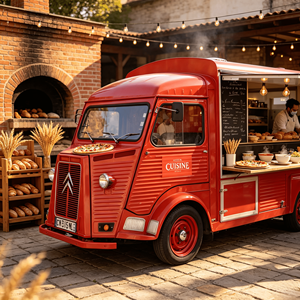 Remolque de Comida Eléctrico Retro Personalizado Citroën con Horno de Pizza Comercial a Leña y Vitrina para Granja <span class=keywords><strong>Toscana</strong></span> - Product Image 1