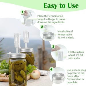 Frasco de Fermentación de Vidrio Transparente Ecológico de 32 oz con Cierre Hermético para Encurtidos, Kimchi, Salsas Picantes, Frasco Mason - Product Image 6