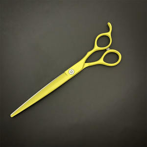 Tijeras de peluquería para mascotas K7, hoja plana de acero inoxidable de 7 pulgadas, amarillo y morado, para cortar el pelo de perros, tijeras profesionales - Product Image 4