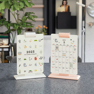 Oem/ODM Tùy Chỉnh In Ấn Lịch 300G Các Tông Màu Trắng Ghi Trang Ít Tươi Bàn Lịch Với Đồng Hồ - Product Image 3