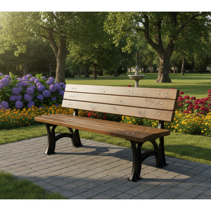 Durable Outdoor Rustic Modern Composite <b>Bench</b> with Solid Wood and WPC Frame 4-Seater for Gardens Patios & Parks - Product Image 3