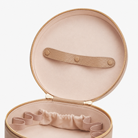 Sac de rangement pour flacons d'huiles essentielles en cuir PU rond de grande capacité, trousse de toilette portable à fermeture éclair pour femmes
