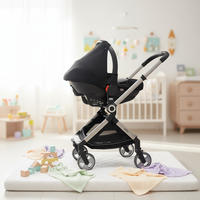 Poussette pour bébé Baypie BP168, 4 roues en PU, certifiée EN1888, cadre pliable en alliage d'aluminium, capacité de charge de 15 kg, 3 ans